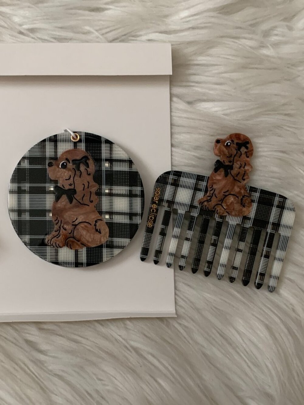 ANTHROPOLOGIE X SOLAR ECLIPSE Hand Painted Compact Mirror & Pocket Comb Set